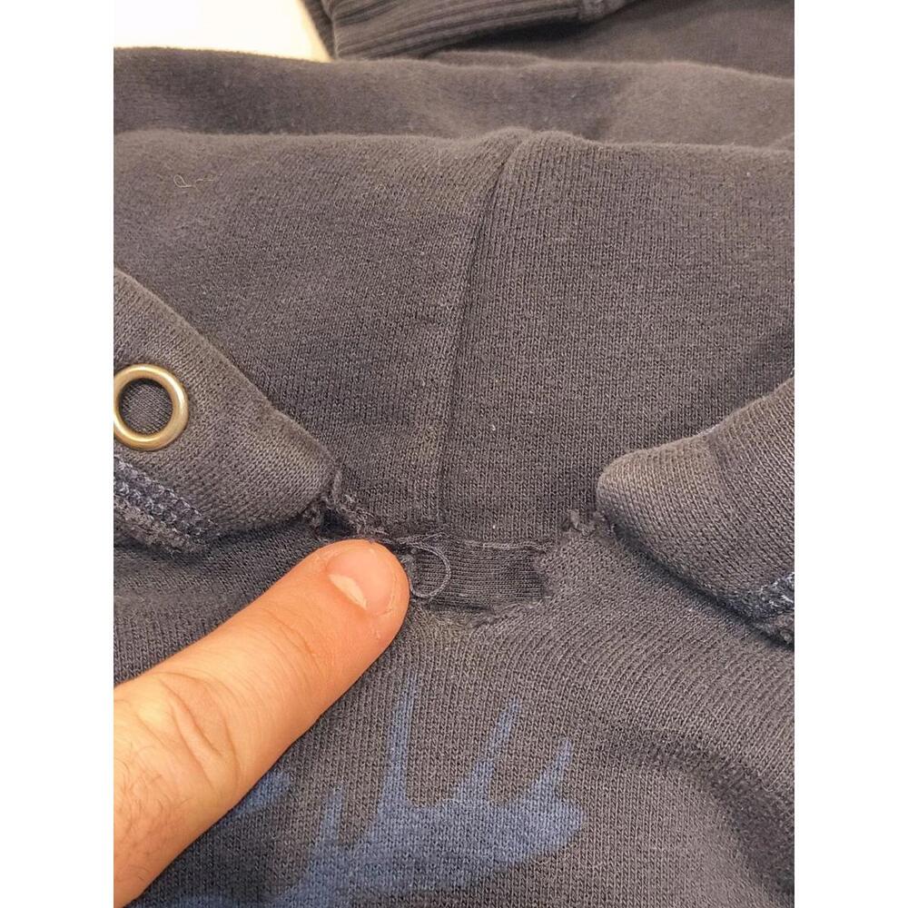 Abercrombie & Fitch Women's Large Warm Sweatshirt Hoodie Navy Blue Distressed - Picture 6 of 7